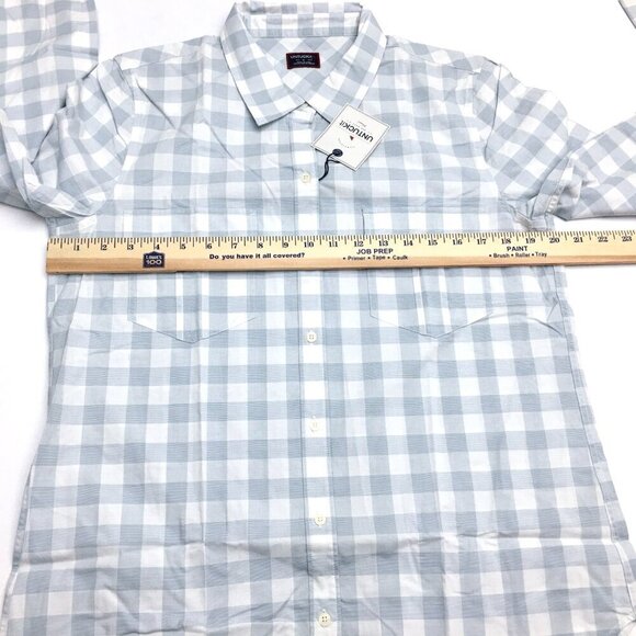 New UNTUCKit Women's Shirt Santa Marzi Blue & White Plaid Button Up size 12 - Picture 4 of 7